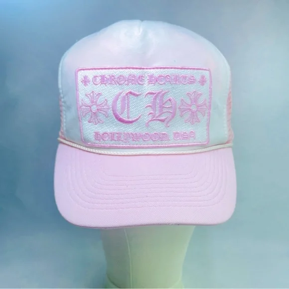 AUTHENTIC Chrome Hearts Pink & White Hollywood Hat Buy Chrome Hearts Fuck Hollywood Trucker Hat  main image 4